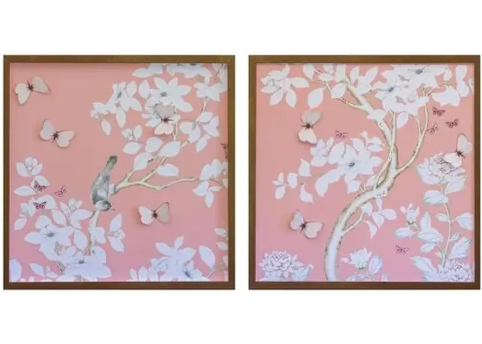 Dawn Wolfe - Pink Chinoiserie Diptych - Dawn Wolfe Design - Brown