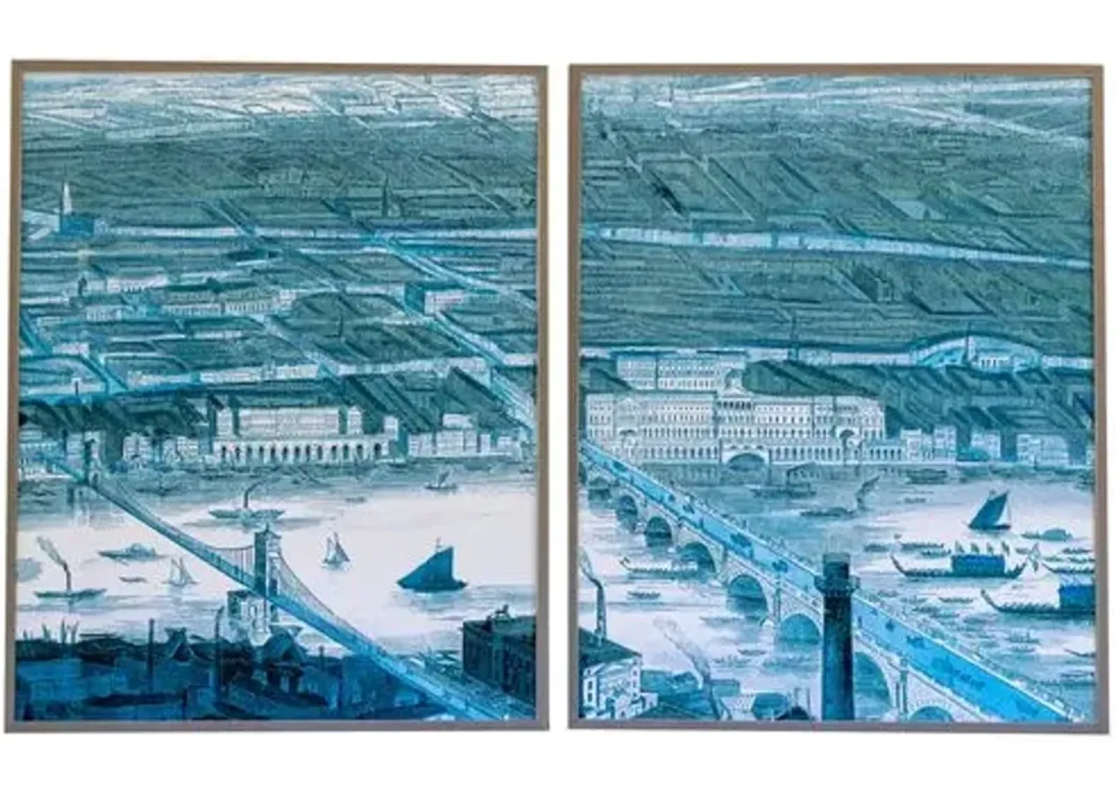 Dawn Wolfe - London Historic Scene Diptych - Dawn Wolfe Design - Gray