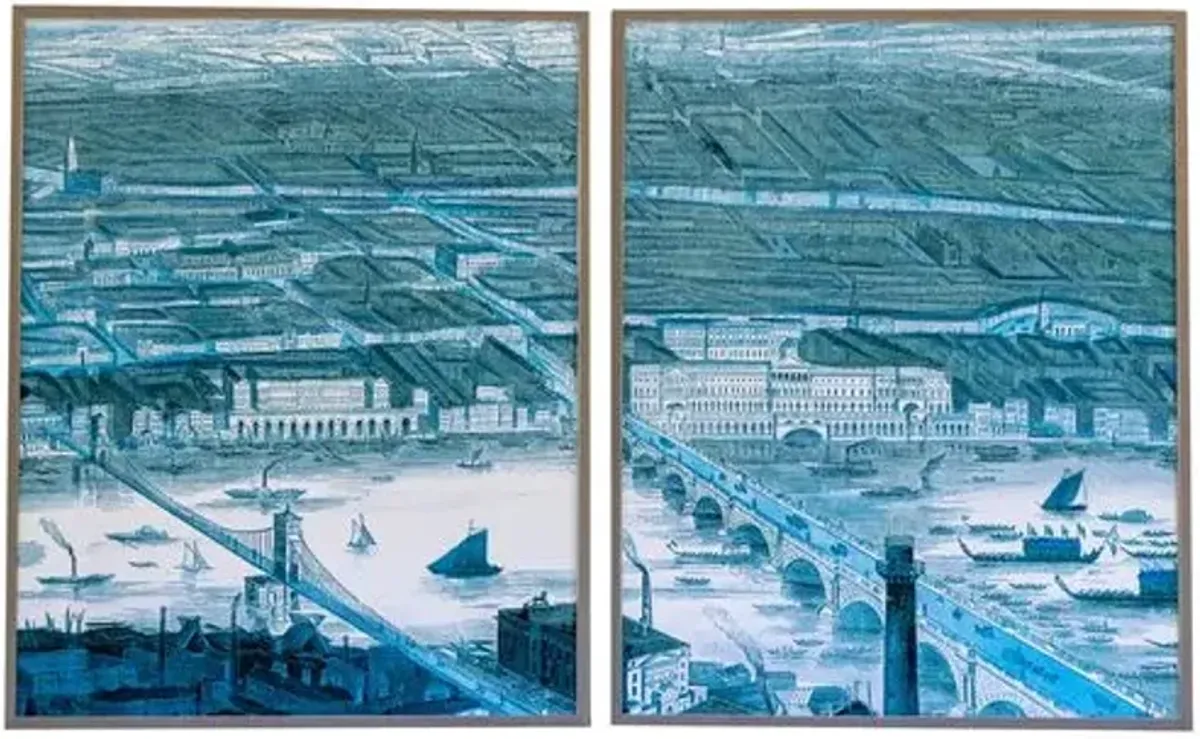 Dawn Wolfe - London Historic Scene Diptych - Dawn Wolfe Design - Gray