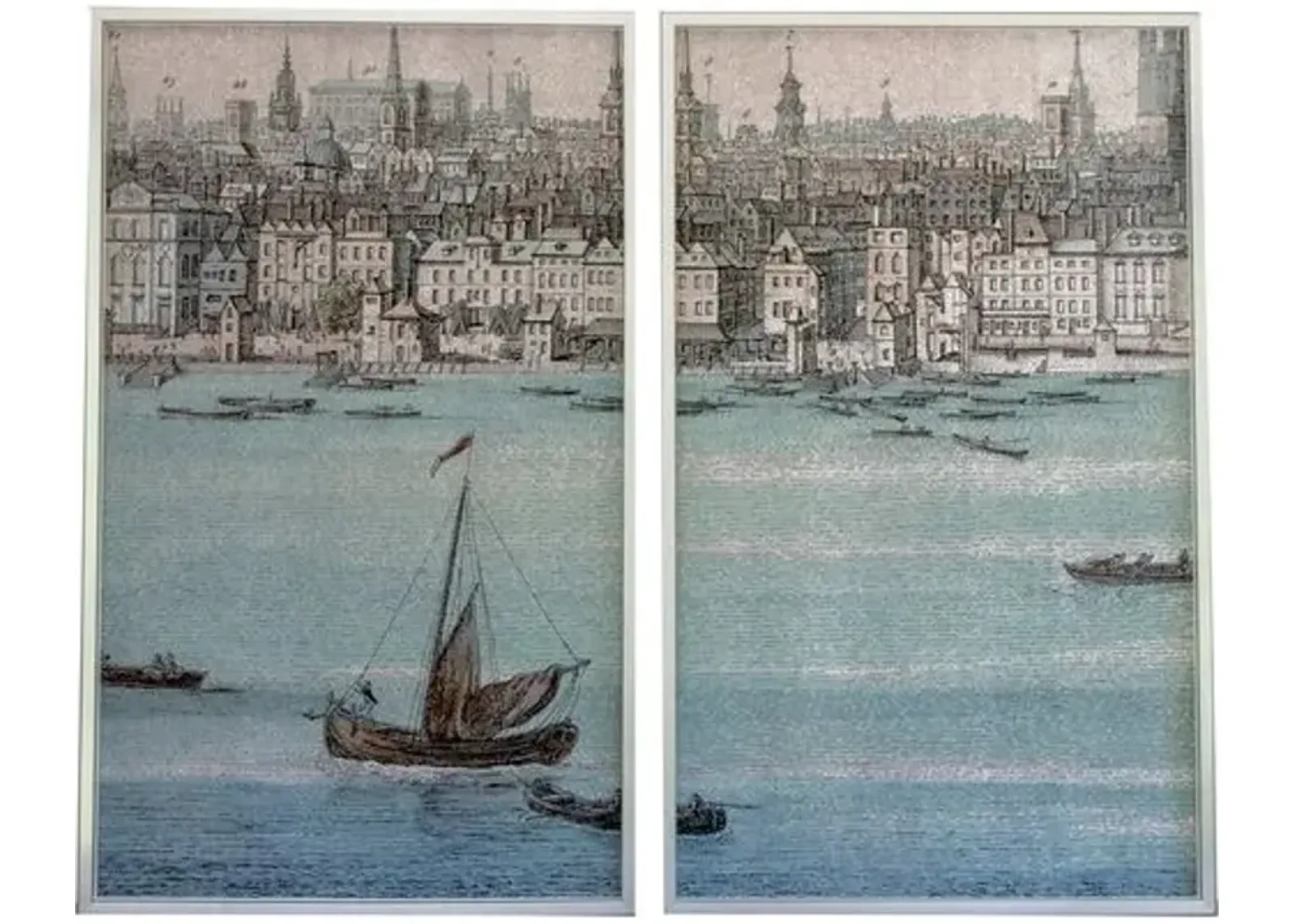 Dawn Wolfe - Boat on the River Thames Diptych - Dawn Wolfe Design