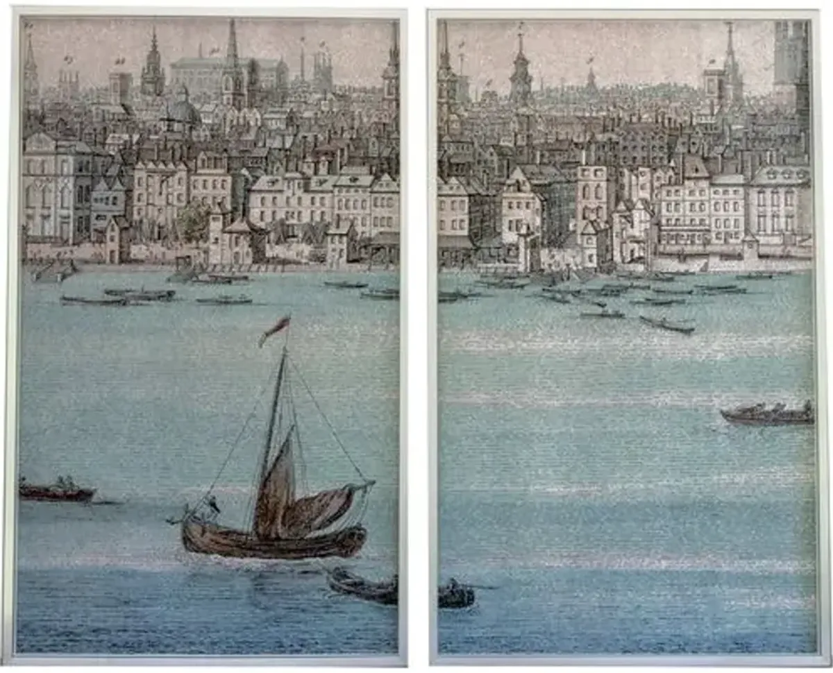 Dawn Wolfe - Boat on the River Thames Diptych - Dawn Wolfe Design