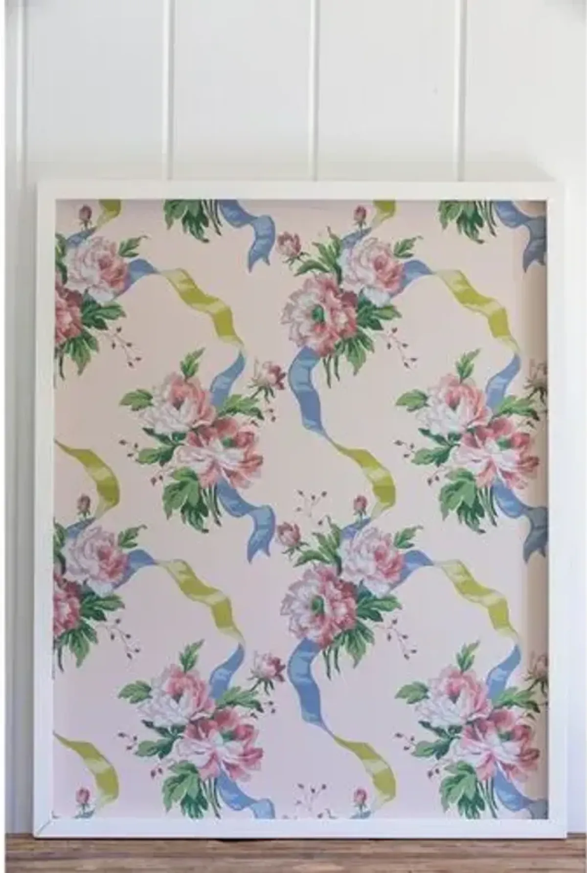 Dawn Wolfe - Pink Rose on Pale Pink Wallpaper Panel - Dawn Wolfe Design - Ready To Hang