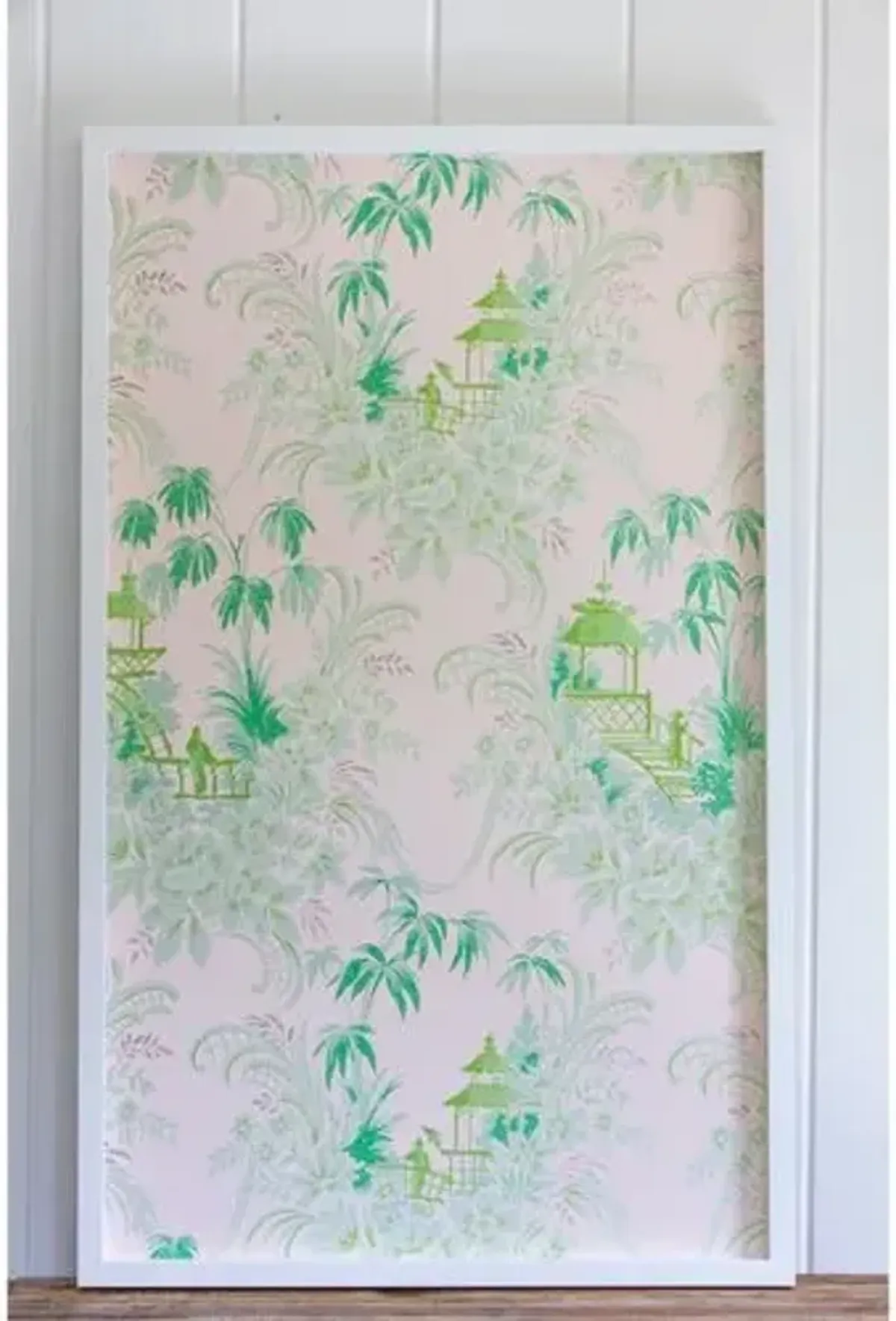 Dawn Wolfe - Pale Green Pagoda Wallpaper Panel - Dawn Wolfe Design - White - Ready To Hang