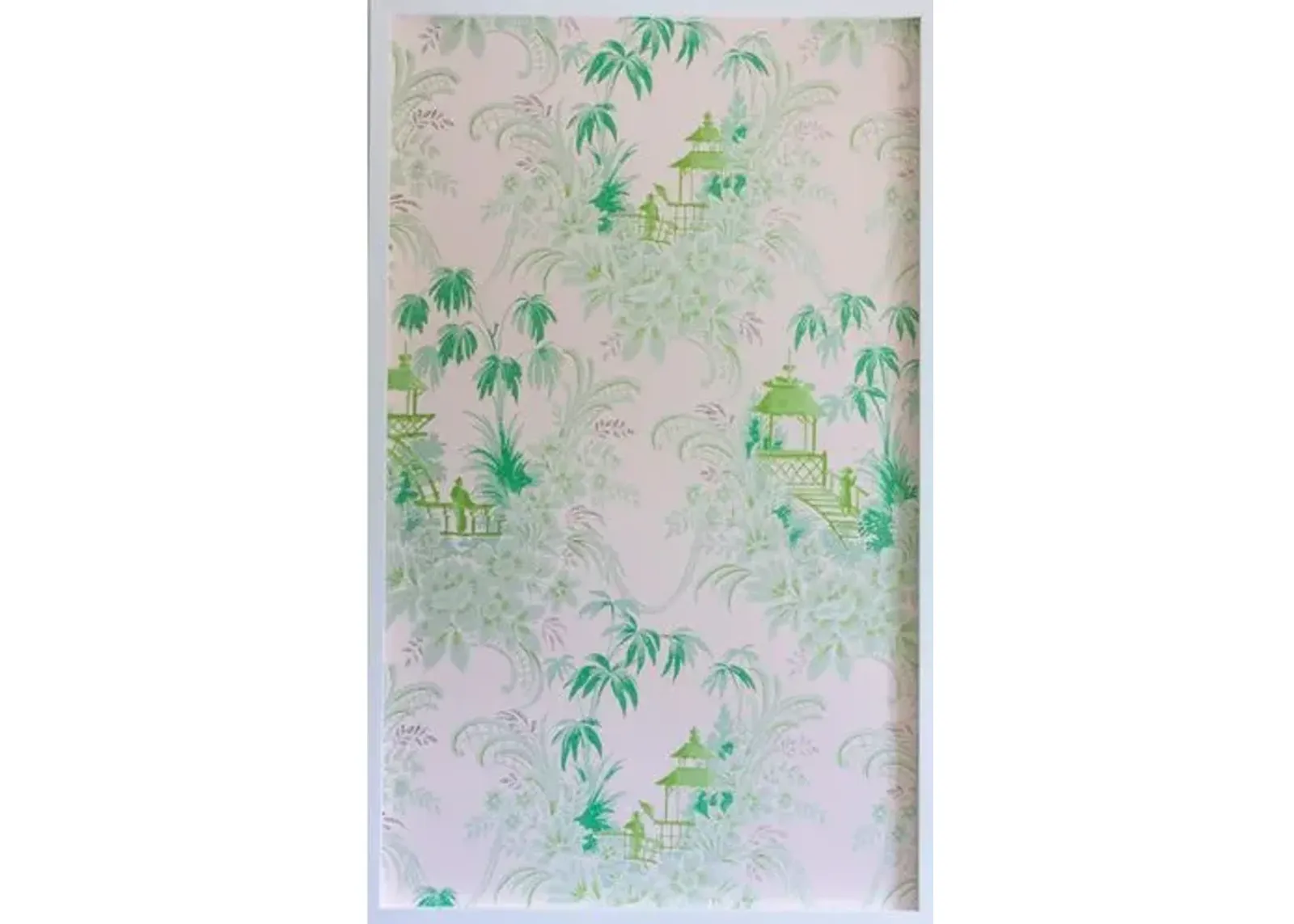 Dawn Wolfe - Pale Green Pagoda Wallpaper Panel - Dawn Wolfe Design - White - Ready To Hang