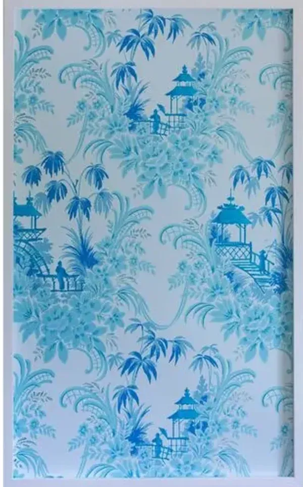 Dawn Wolfe - Pale Blue Pagoda Wallpaper Panel - Dawn Wolfe Design - White - Ready To Hang