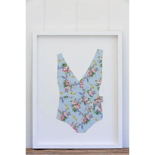 Dawn Wolfe - Blue Floral Wallpaper Bathing Suit - Dawn Wolfe Design - White - Ready To Hang