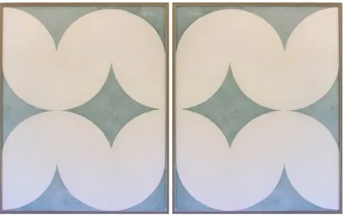 Dawn Wolfe - Light Blue Wave Abstract Diptych - Dawn Wolfe Design