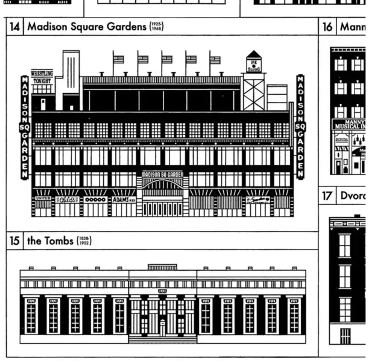 Demolished Buildings of Manhattan Poster - Interesting Things - black