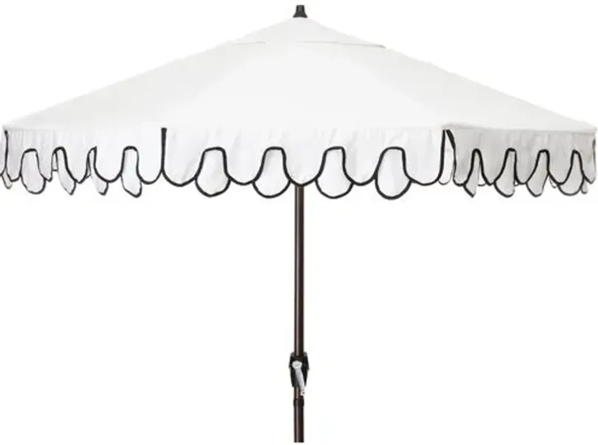 Phoebe Double Scallop Patio Umbrella - Sunbrella - Black