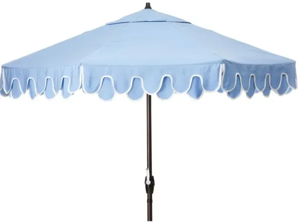 Phoebe Double Scallop Patio Umbrella - Sunbrella - Blue