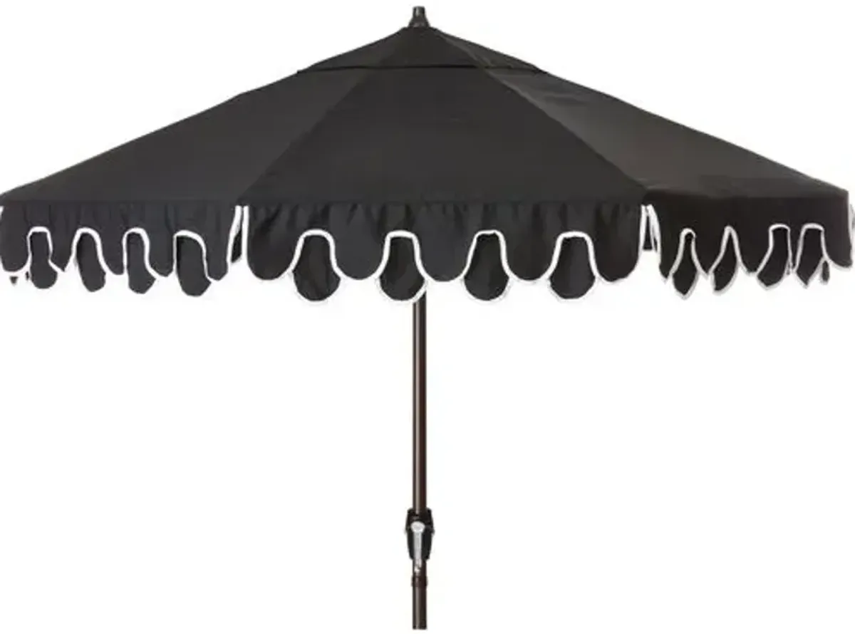 Phoebe Double Scallop Patio Umbrella - Sunbrella - Black