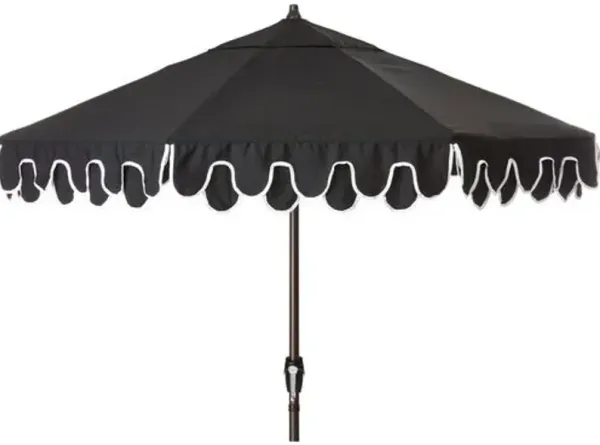 Phoebe Double Scallop Patio Umbrella - Sunbrella - Black