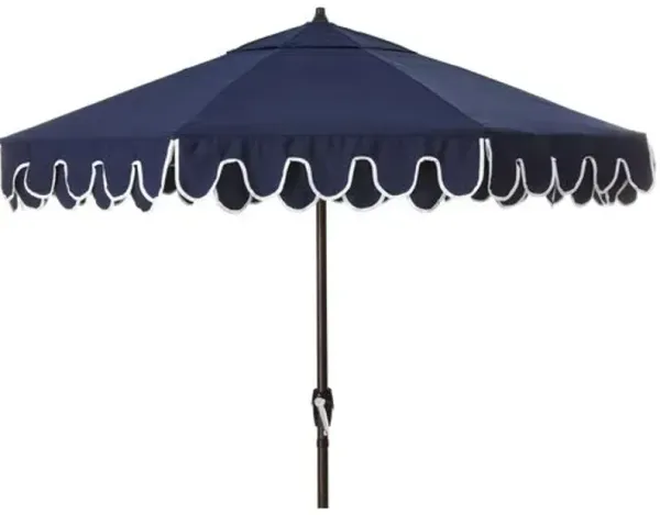 Phoebe Double Scallop Patio Umbrella - Sunbrella - Blue