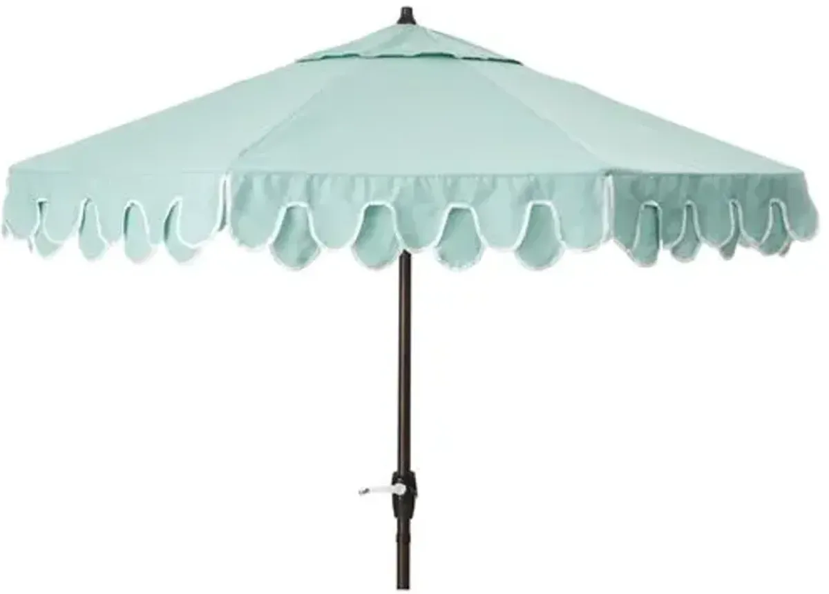 Phoebe Double Scallop Patio Umbrella - Sunbrella - Green
