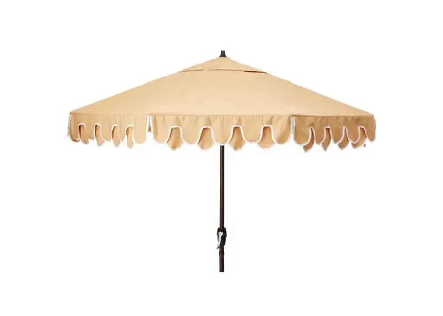 Phoebe Double Scallop Patio Umbrella - Wheat - Beige