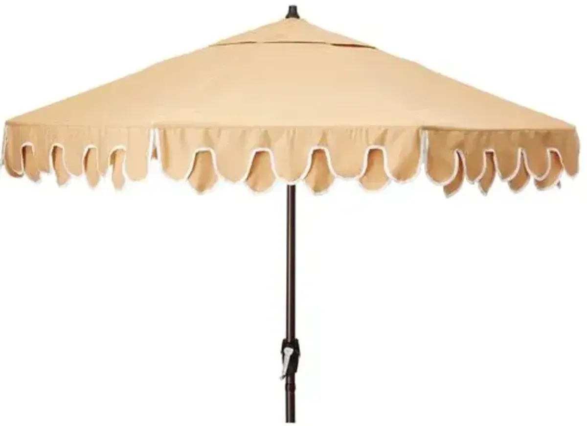 Phoebe Double Scallop Patio Umbrella - Sunbrella - Beige