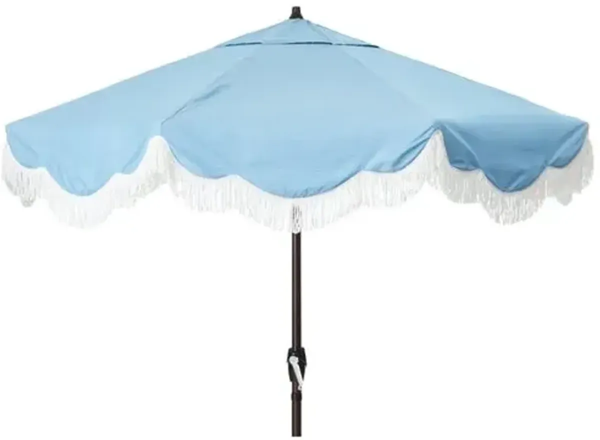 Cloud Fringe Patio Umbrella - Sunbrella - Blue