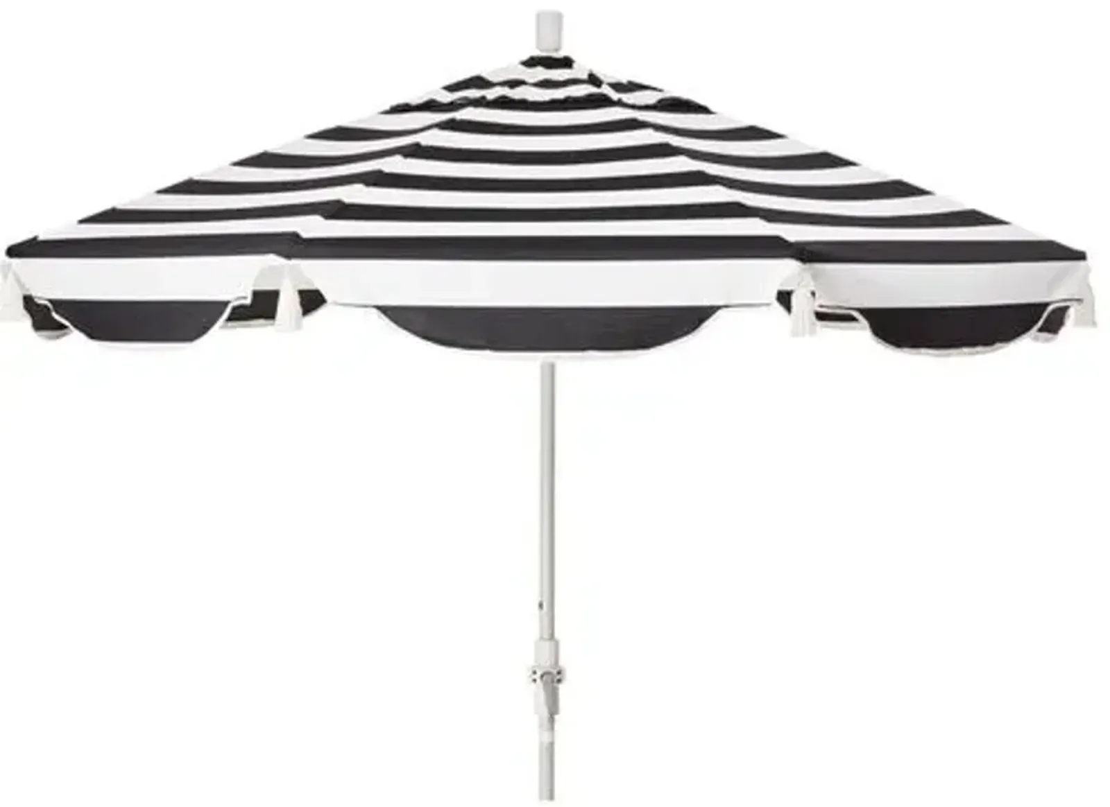 San Marco Patio Umbrella - Black/White Cabana Sunbrella