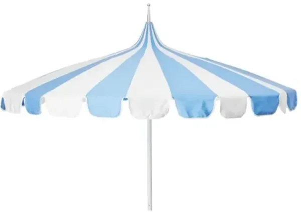 Aya Pagoda Two-Tone Patio Umbrella - Sunbrella - Blue