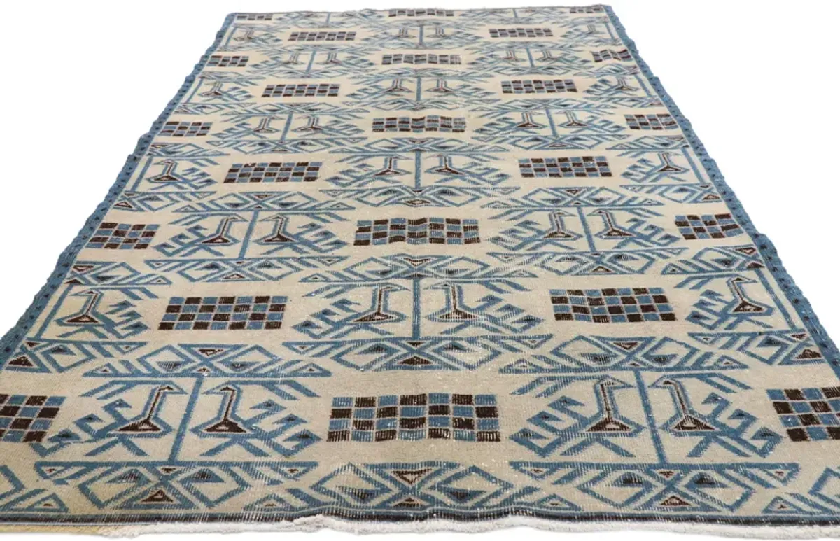 Zeki Muren Turkish Rug - 4'7x7'11 - Esmaili Rugs & Antiques - Blue - Blue