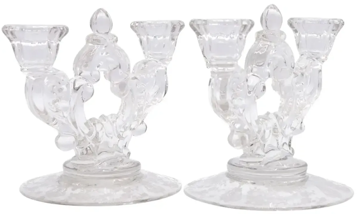 1940s Cambridge Glass Candelabra - Set of 2 - Interesting Things - Clear