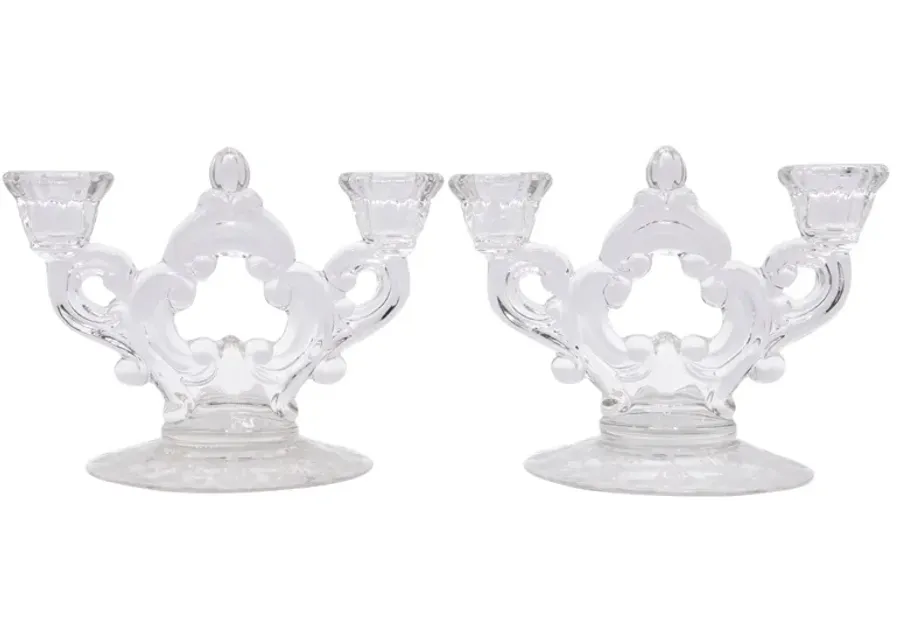 1940s Cambridge Glass Candelabra - Set of 2 - Interesting Things - Clear