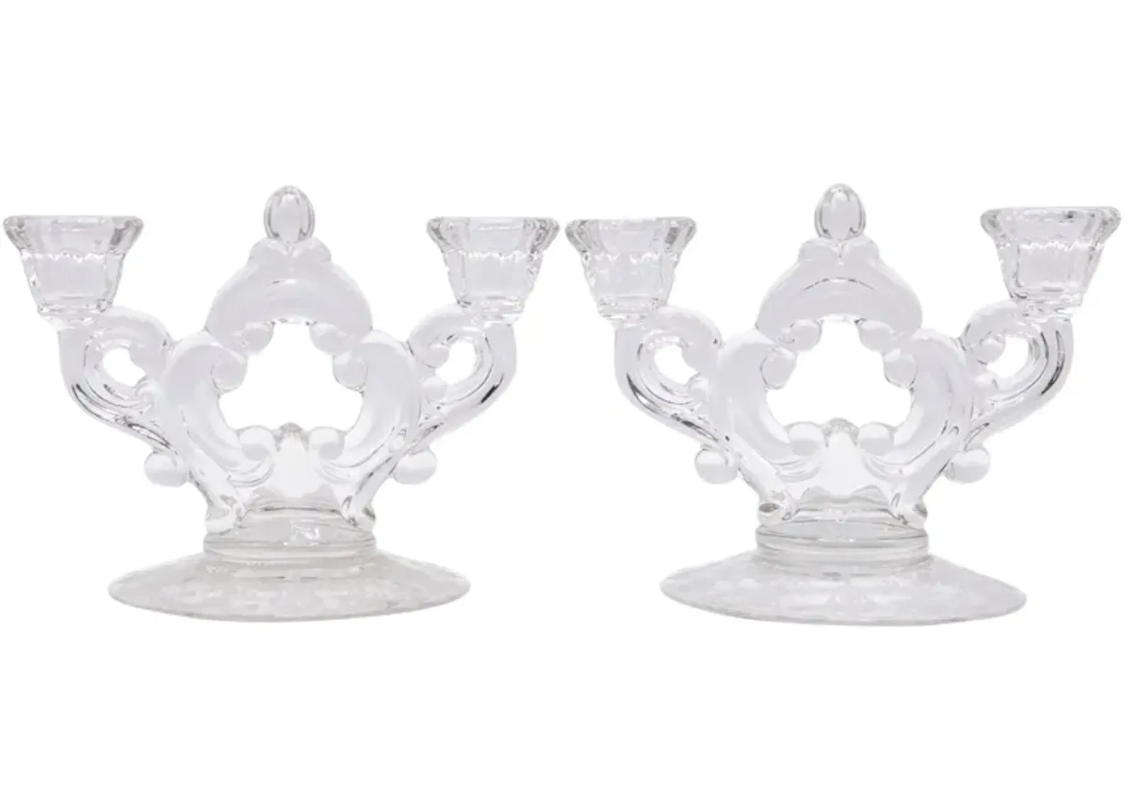 1940s Cambridge Glass Candelabra - Set of 2 - Interesting Things - Clear