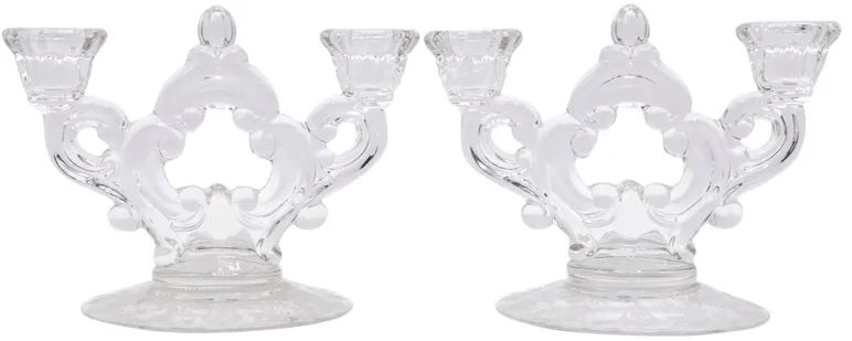 1940s Cambridge Glass Candelabra - Set of 2 - Interesting Things - Clear