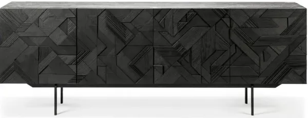 Graphic Teak Sideboard, Black