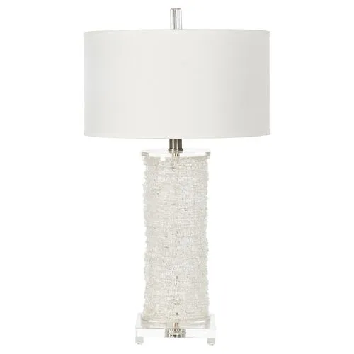 Sofia Textured Glass Table Lamp - Clear/White - Bradburn Home