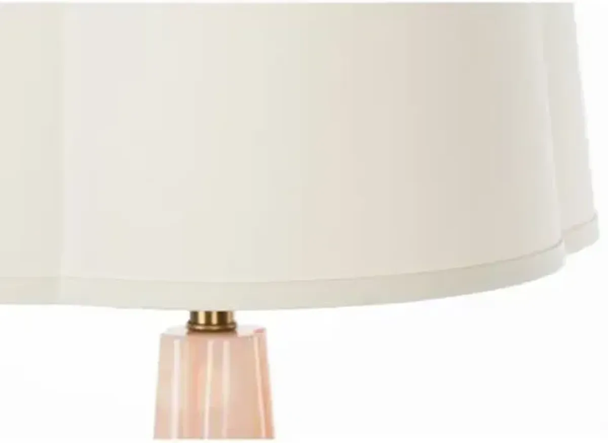 Scalloped Rose Quartz Table Lamp - Rose - Bradburn Home