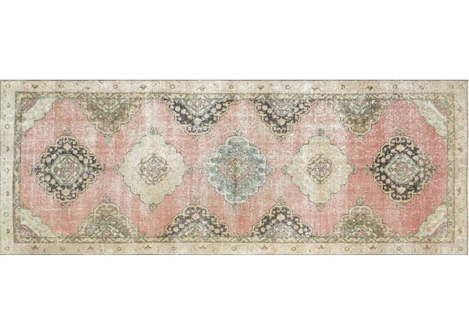 1960s Turkish Oushak Carpet - 4'5" x11'9" - Nalbandian - Pink