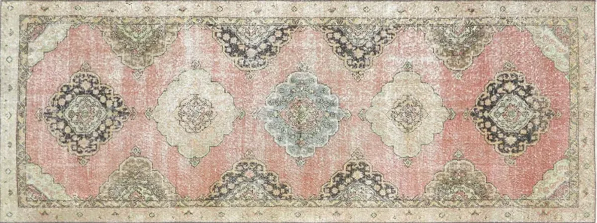 1960s Turkish Oushak Carpet - 4'5" x11'9" - Nalbandian - Pink