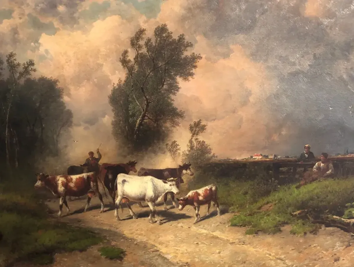 19th C Bucolic Landscape Oil Painting - Antiquarian Art Company - Beige