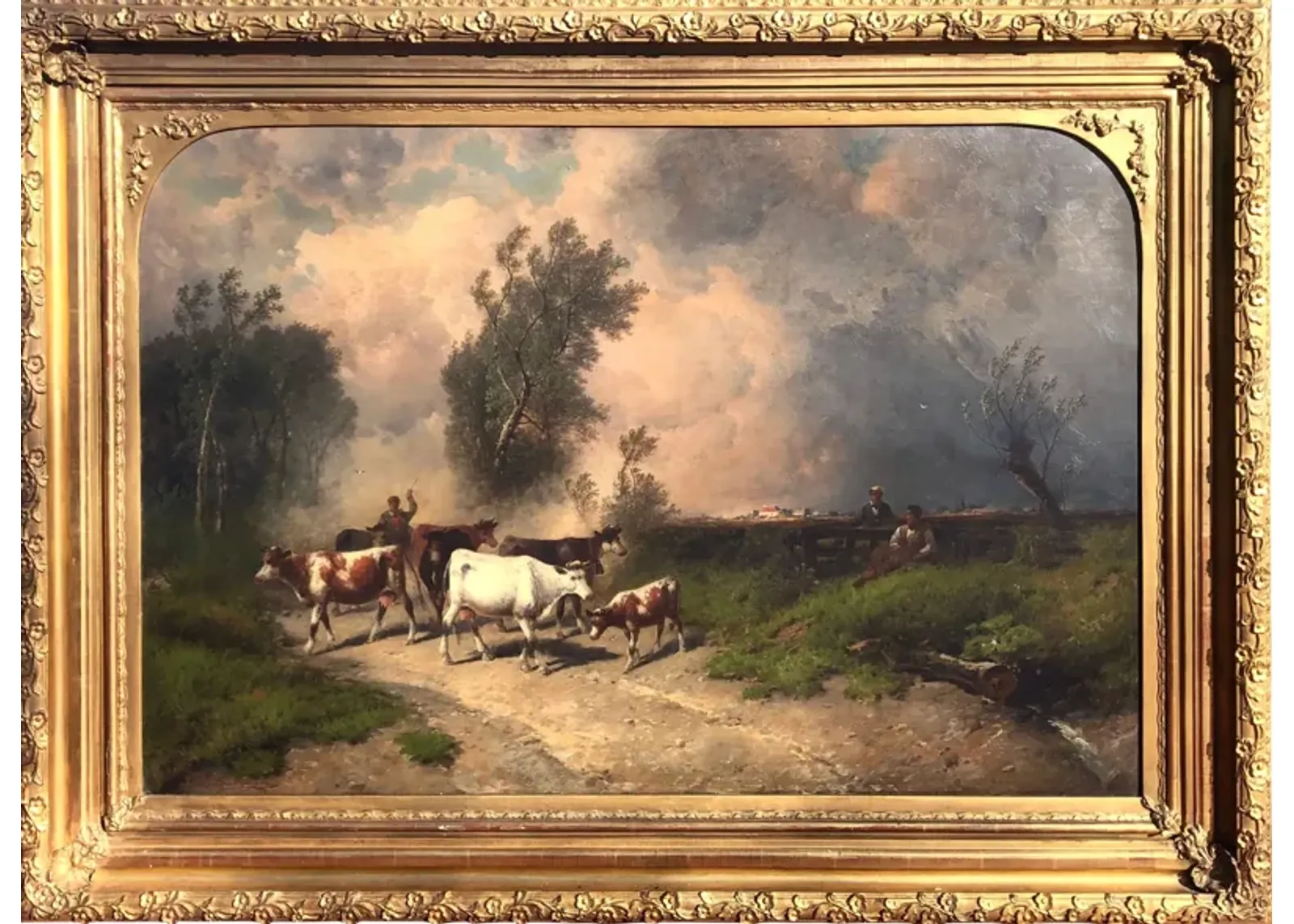 19th C Bucolic Landscape Oil Painting - Antiquarian Art Company - Beige