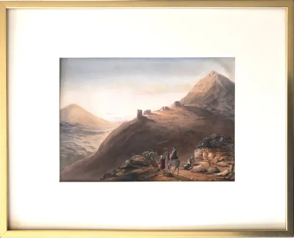 19th C Orientalist Watercolor Landscape - Antiquarian Art Company - Beige