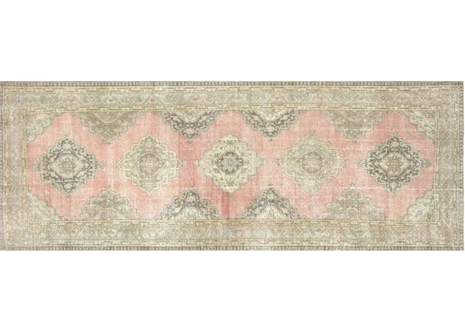 1960s Turkish Oushak Carpet - 4'9"x12'11" - Nalbandian - Pink