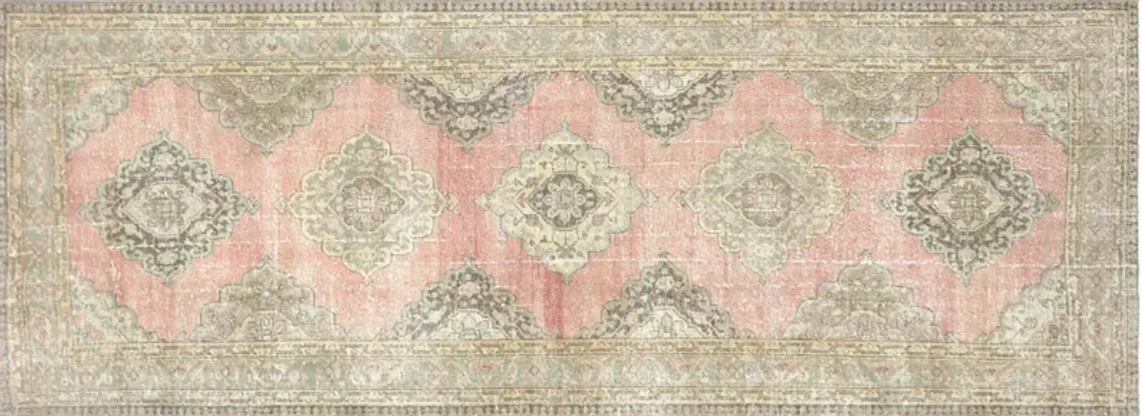 1960s Turkish Oushak Carpet - 4'9"x12'11" - Nalbandian - Pink