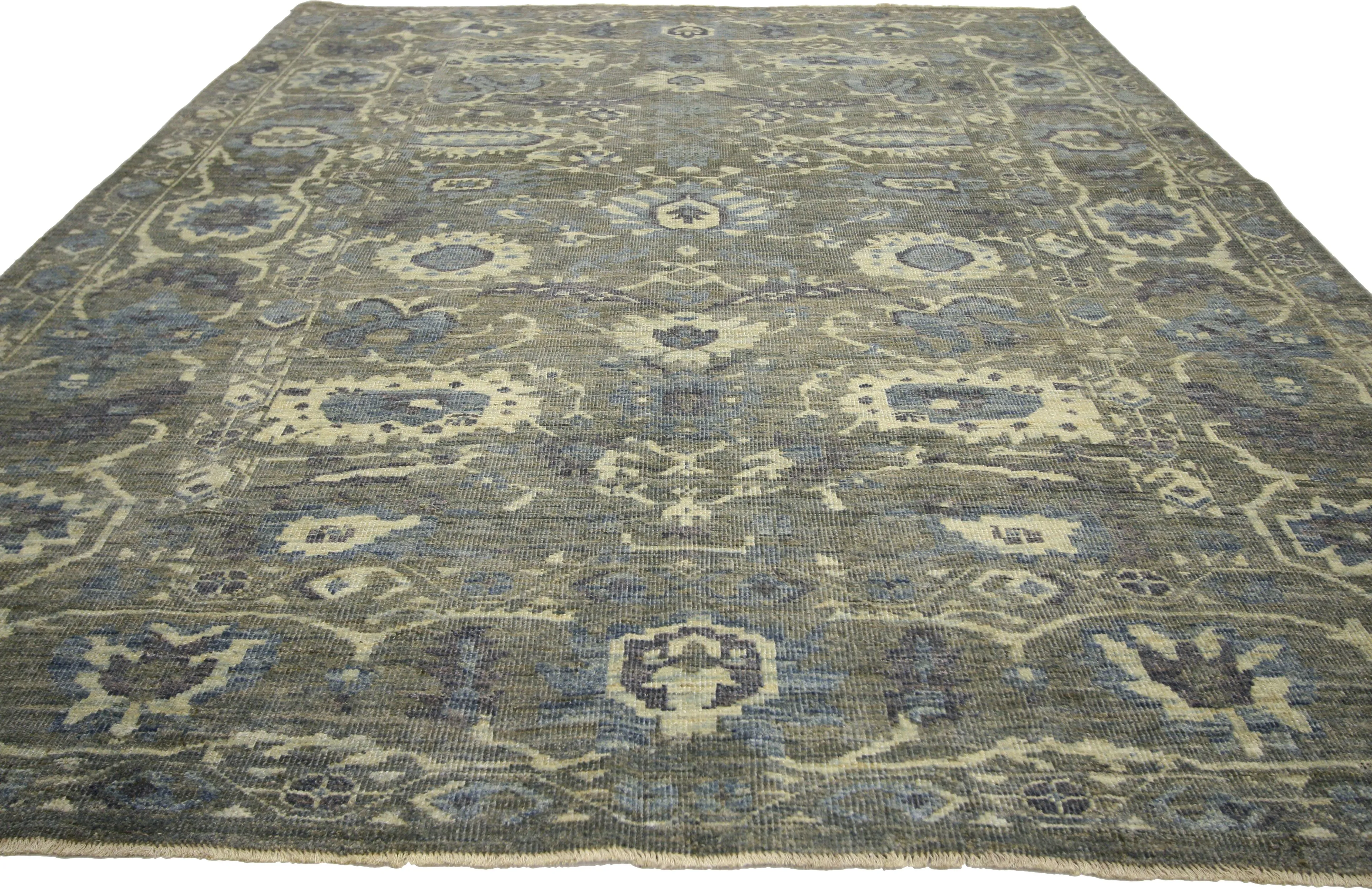 6'10" x 8'7" Gray Turkish Oushak Rug - Esmaili Rugs & Antiques - Gray