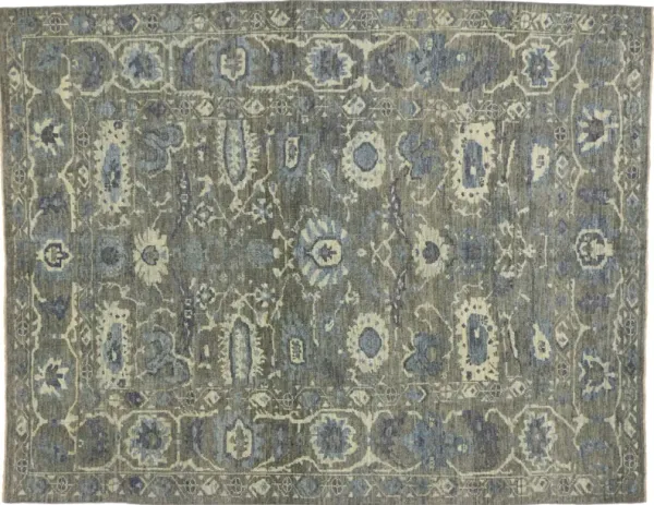 6'10" x 8'7" Gray Turkish Oushak Rug - Esmaili Rugs & Antiques - Gray