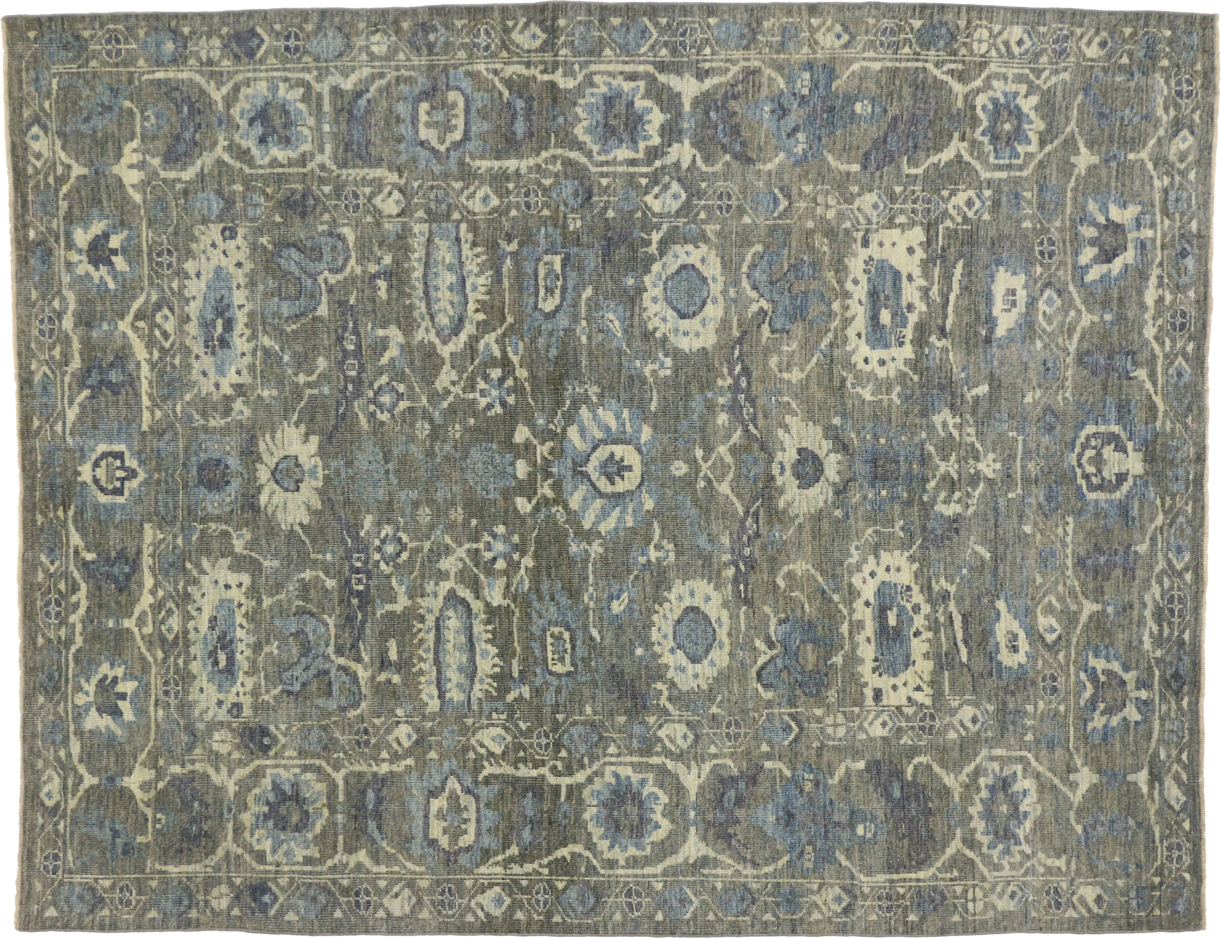 6'10" x 8'7" Gray Turkish Oushak Rug - Esmaili Rugs & Antiques - Gray