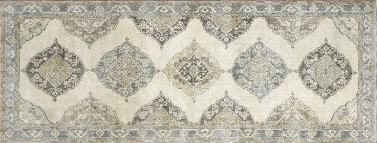 1960s Turkish Oushak Rug - 4'9" x 12'7" - Nalbandian - Beige - Beige