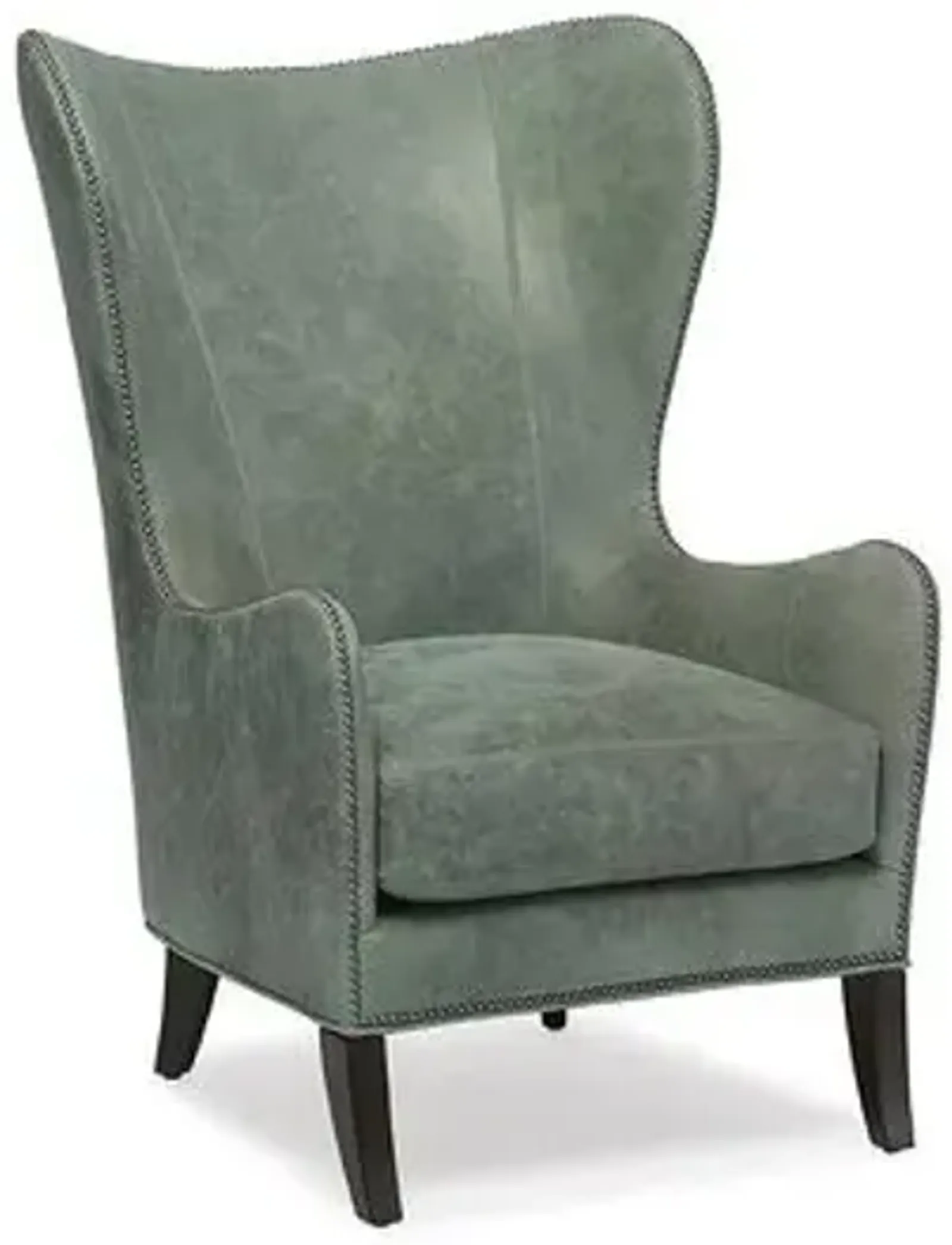 Prescott Wingback Chair - Green Leather - Massoud - Comfortable, Stylish