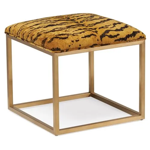 Lake Brass Ottoman - Brown - Massoud