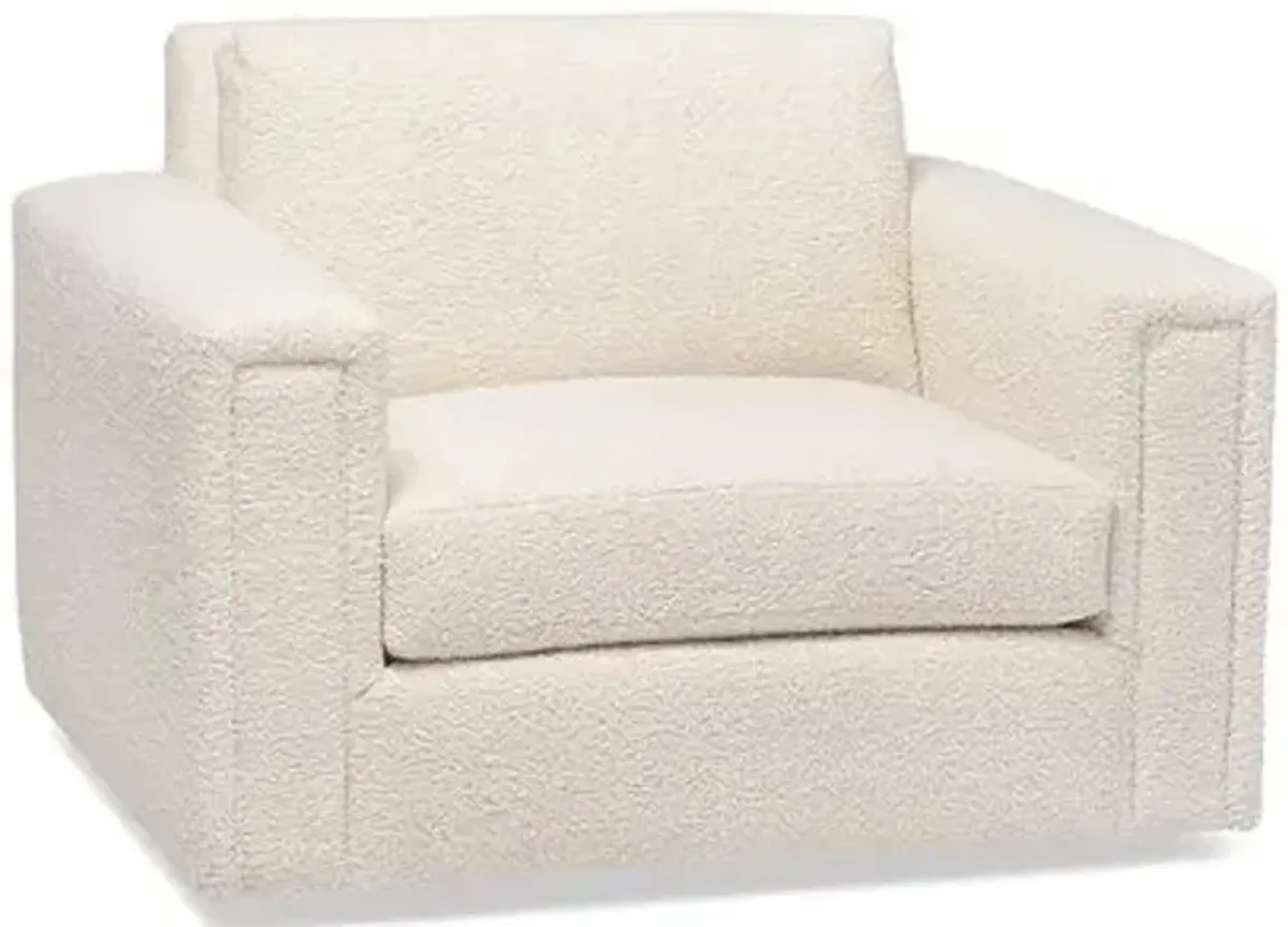 Heath Swivel Chair - Ivory Sherpa - Massoud