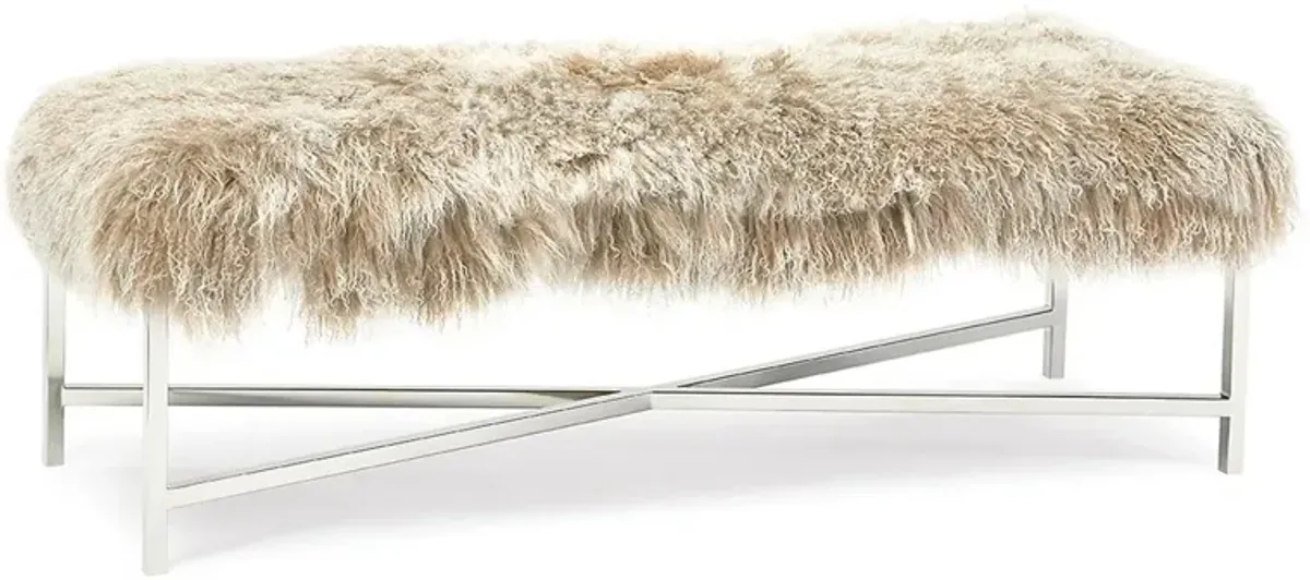 Pax Tibetan Lambswool Accent Bench, Beige