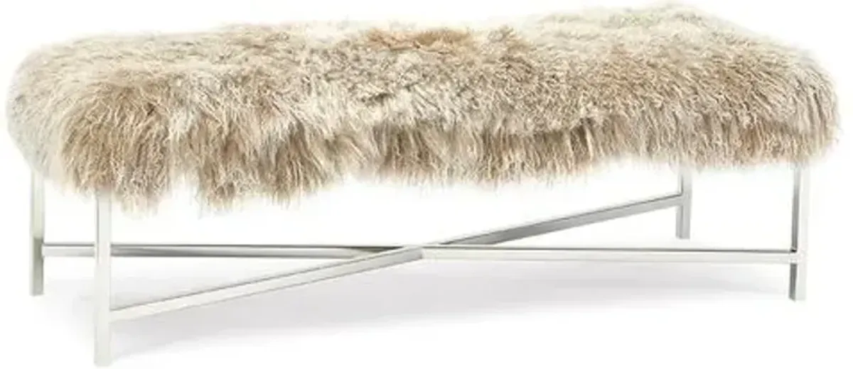 Pax Tibetan Lambswool Accent Bench - Beige - Massoud
