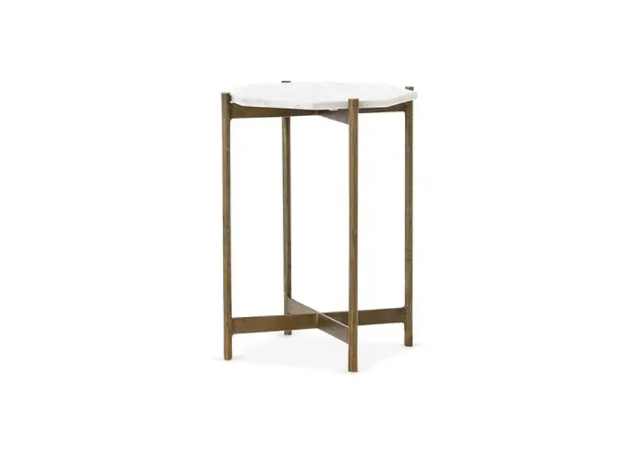 Adi Side Table - White Marble/Brass