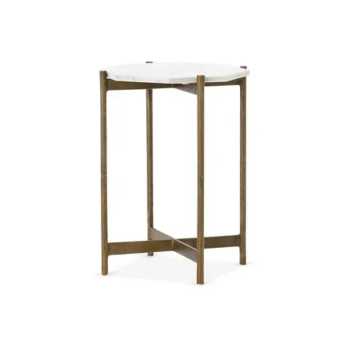 Adi Side Table - White Marble/Brass