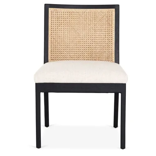 Aimee Cane Dining Side Chair - Ebony/Flax - Black